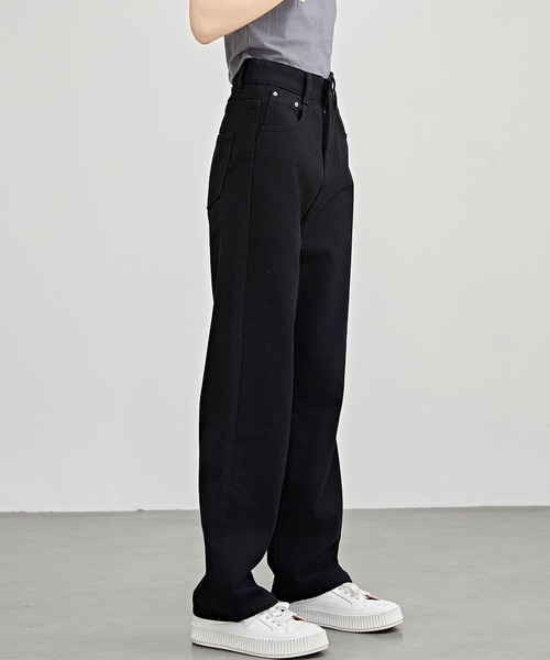 Lace Ladies(レースレディース)の「ハイウエスト ストレート セミワイド デニム パンツ(デニムパンツ・レディース・ブラック/ブルー・XS/S/M/L/XL)」の7枚目の写真