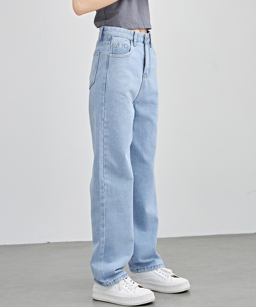 Lace Ladies(レースレディース)の「ハイウエスト ストレート セミワイド デニム パンツ(デニムパンツ・レディース・ブラック/ブルー・XS/S/M/L/XL)」の9枚目の写真