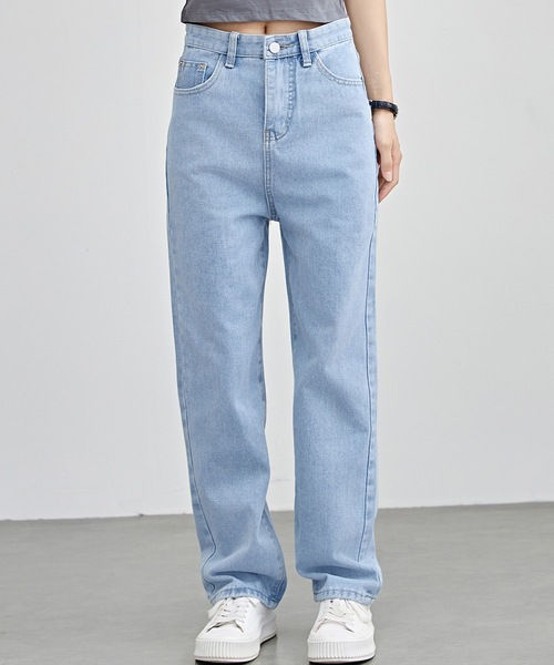 Lace Ladies(レースレディース)の「ハイウエスト ストレート セミワイド デニム パンツ(デニムパンツ・レディース・ブラック/ブルー・XS/S/M/L/XL)」の13枚目の写真