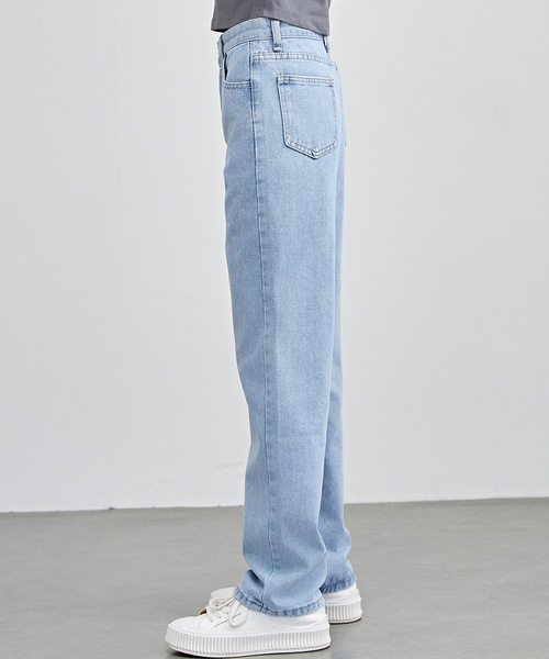 Lace Ladies(レースレディース)の「ハイウエスト ストレート セミワイド デニム パンツ(デニムパンツ・レディース・ブラック/ブルー・XS/S/M/L/XL)」の14枚目の写真