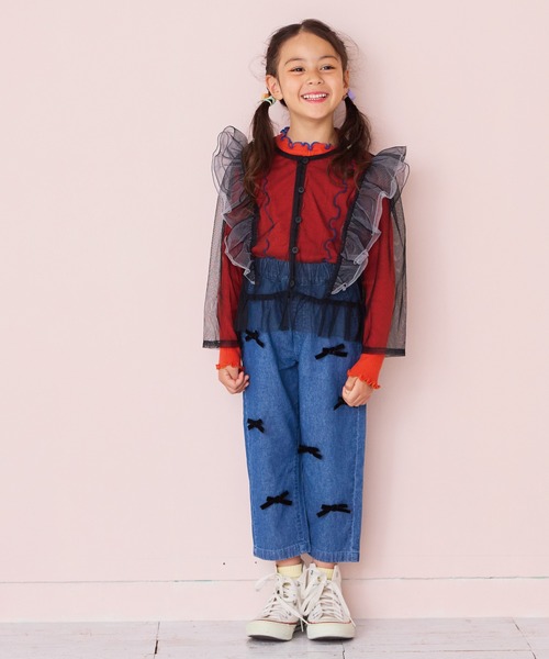 CALMIA（カルミア）の「リボンいっぱいデニムパンツ（デニムパンツ・キッズ・ライトブルー/ブラック・80/90/100/110/120/130/140/150）」の5枚目の写真