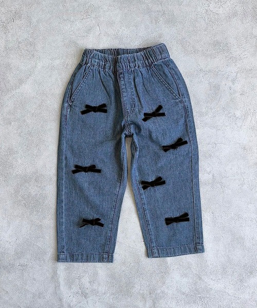 CALMIA（カルミア）の「リボンいっぱいデニムパンツ（デニムパンツ・キッズ・ライトブルー/ブラック・80/90/100/110/120/130/140/150）」の9枚目の写真