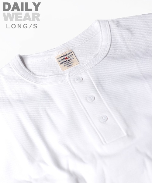 AVIREX(アヴィレックス)の「《DAILY/デイリー》RIB LONGSLEEVE HENLEY NECK T-SHIRT / リブ 長袖 ヘンリーネック Tシャツ デイリーウェア / AVIREX / アヴィレックス(Tシャツ/カットソー・メンズ・ロイヤルブルー/チャコール/ホワイト/ブラック/グレー・X-LARGE/SMALL/MEDIUM/LARGE)」の9枚目の写真
