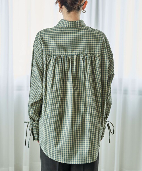 FREAK'S STORE（フリークスストア）の「袖リボン チェックシャツ（シャツ/ブラウス・レディース・ブラウン/グリーン・ﾌﾘ-）」の16枚目の写真