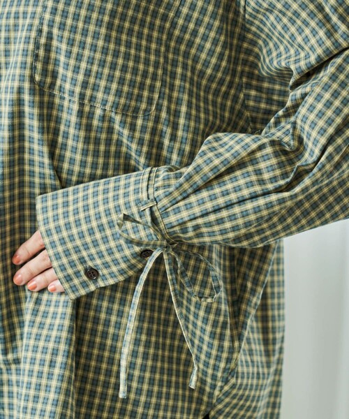 FREAK'S STORE（フリークスストア）の「袖リボン チェックシャツ（シャツ/ブラウス・レディース・ブラウン/グリーン・ﾌﾘ-）」の18枚目の写真