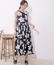 イラストフラワー柄ノースリーブワンピース　C38 830A