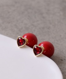 ハート×ボールキャッチピアス
