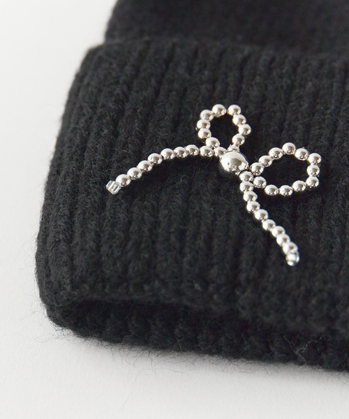 ROOPTOKYO（ループトウキョウ）の「ビーズリボンニットビーニー（ニットキャップ/ビーニー・レディース・アイボリー/ブラック/グレー・FREE）」の5枚目の写真