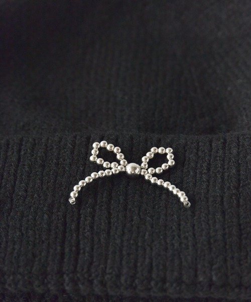 ROOPTOKYO（ループトウキョウ）の「ビーズリボンニットビーニー（ニットキャップ/ビーニー・レディース・アイボリー/ブラック/グレー・FREE）」の6枚目の写真