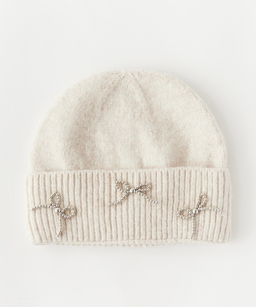 ROOPTOKYO（ループトウキョウ）の「ビーズリボンニットビーニー（ニットキャップ/ビーニー・レディース・アイボリー/ブラック/グレー・FREE）」の8枚目の写真