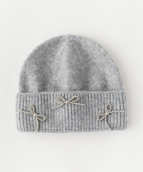 セール】ビーズリボンニットビーニー（ニットキャップ/ビーニー