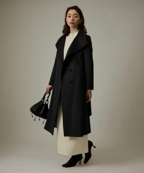 ROPE'（ロペ）の「プレミアムカシミヤ ロングコート（ステンカラーコート・レディース・オフホワイト/ブラウン/ブラック/グレー・36/40/38/34）」の3枚目の写真