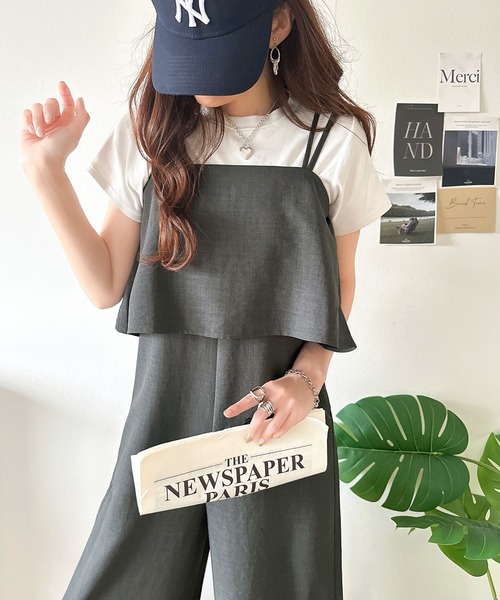 classicalelf（クラシカルエルフ）の「毎日のコーディネートに華を添える。リネンライクフリルビスチェサロペット（サロペット/オーバーオール・レディース・チャコール/ベージュ/ブラック・X-LARGE/LARGE/MEDIUM/SMALL）」の19枚目の写真