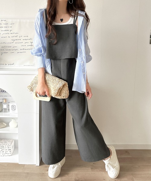 classicalelf（クラシカルエルフ）の「毎日のコーディネートに華を添える。リネンライクフリルビスチェサロペット（サロペット/オーバーオール・レディース・チャコール/ベージュ/ブラック・X-LARGE/LARGE/MEDIUM/SMALL）」の18枚目の写真