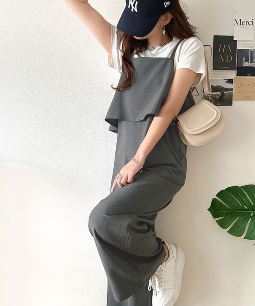 classicalelf（クラシカルエルフ）の「毎日のコーディネートに華を添える。リネンライクフリルビスチェサロペット（サロペット/オーバーオール・レディース・チャコール/ベージュ/ブラック・X-LARGE/LARGE/MEDIUM/SMALL）」の22枚目の写真