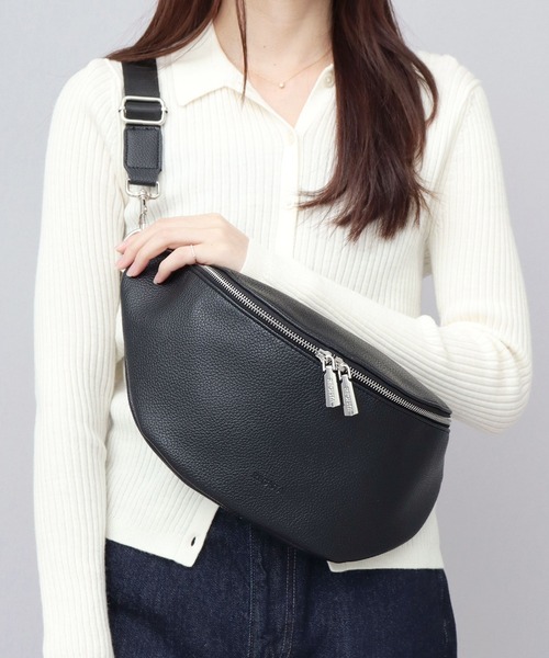 スプリットレザー（牛床革） ウエストバッグ 大きめ（ボディバッグ