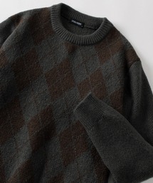 【71】【LYLE&SCOTT/ライル&スコット】チェック柄 シャギーニット クルーネック