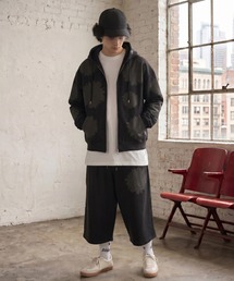 SUPERTHANKS | フラワープリントスェット クロップドパンツ/Flower sweat cropped wide trousers(スウェットパンツ)