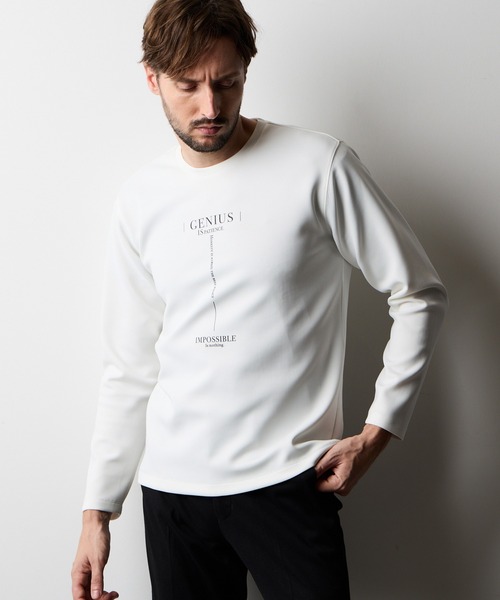 ストレッチポンチロゴプリント長袖Tシャツ（Tシャツ/カットソー）｜HIDEAWAYS NICOLE（ハイダウェイニコル）