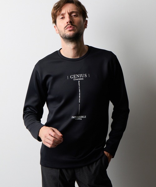 セール】ストレッチポンチロゴプリント長袖Tシャツ（Tシャツ