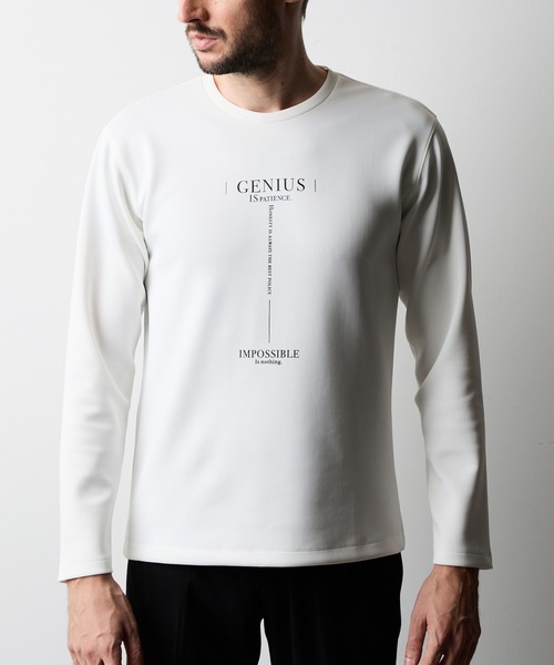 HIDEAWAYS NICOLE（ハイダウェイニコル）の「ストレッチポンチロゴプリント長袖Tシャツ（Tシャツ/カットソー・メンズ・オフホワイト/ブラック・MEDIUM/LARGE/X-LARGE）」の5枚目の写真