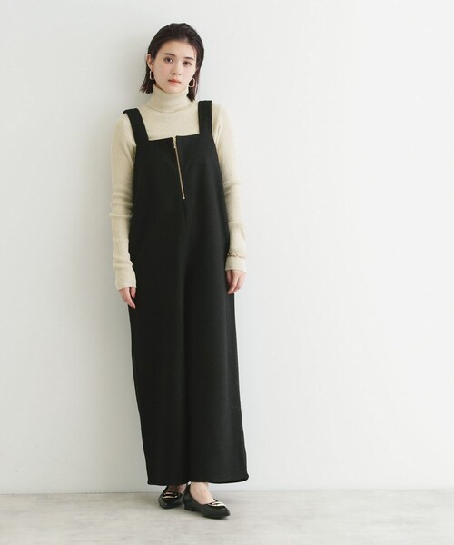 THE SHOP TK （ザ ショップ ティーケー ）の「◆ツイード起毛ジャージ2WAYサロペット/親子リンク（サロペット/オーバーオール・レディース・ブラック/ブラック系3・12/13）」の3枚目の写真