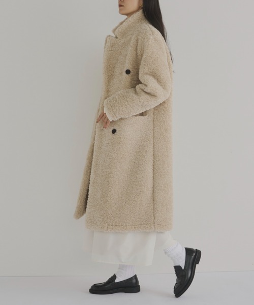 Libra Cue（リブラ キュー）の「ボアチェスターロングコート（チェスターコート・レディース・ベージュ・FREE）」の6枚目の写真