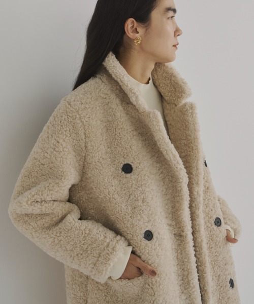 Libra Cue（リブラ キュー）の「ボアチェスターロングコート（チェスターコート・レディース・ベージュ・FREE）」の9枚目の写真