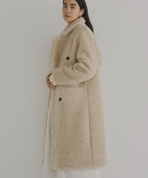 Libra Cue（リブラ キュー）の「ボアチェスターロングコート（チェスターコート・レディース・ベージュ・FREE）」の11枚目の写真