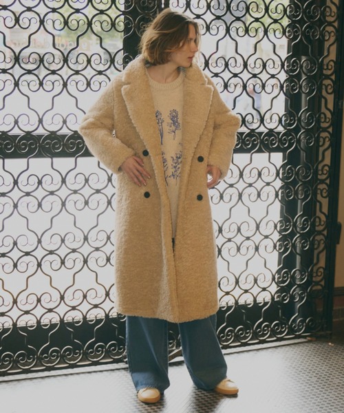 Libra Cue（リブラ キュー）の「ボアチェスターロングコート（チェスターコート・レディース・ベージュ・FREE）」の3枚目の写真