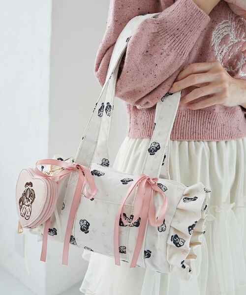 MAJESTIC LEGON（マジェスティックレゴン）の「SZKコラボ フラワーフリルバッグ（ハンドバッグ・レディース・ブルー系その他2/イエロー系その他/ピンク系その他2・FREE）」の3枚目の写真