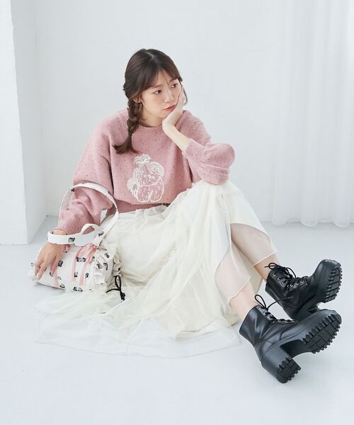 MAJESTIC LEGON（マジェスティックレゴン）の「SZKコラボ フラワーフリルバッグ（ハンドバッグ・レディース・ブルー系その他2/イエロー系その他/ピンク系その他2・FREE）」の11枚目の写真