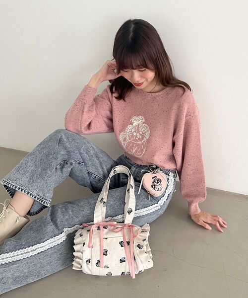 MAJESTIC LEGON（マジェスティックレゴン）の「SZKコラボ フラワーフリルバッグ（ハンドバッグ・レディース・ブルー系その他2/イエロー系その他/ピンク系その他2・FREE）」の13枚目の写真