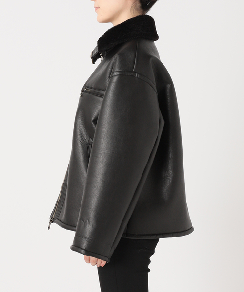 JOURNAL STANDARD(ジャーナルスタンダード)の「フェイクレザーボアブルゾン(ライダースジャケット・レディース・ブラウン/ブラック・FREE)」の20枚目の写真