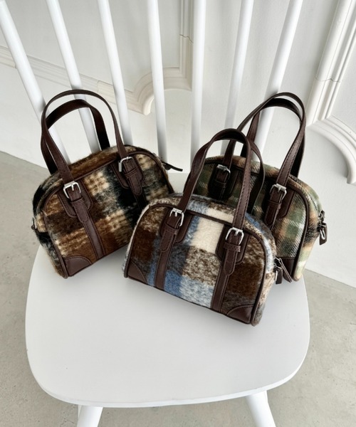 セール】チェック柄2WAYボストンバッグ（ボストンバッグ）｜SOLLON