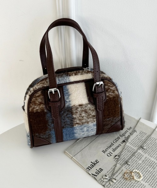 セール】チェック柄2WAYボストンバッグ（ボストンバッグ）｜SOLLON