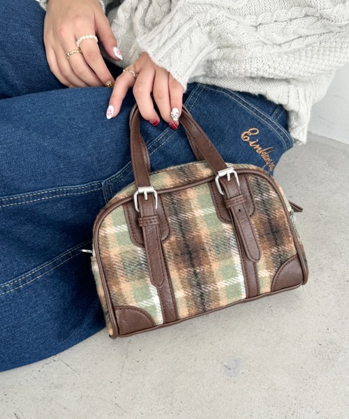 セール】チェック柄2WAYボストンバッグ（ボストンバッグ）｜SOLLON