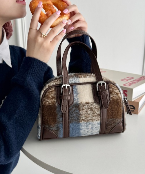 セール】チェック柄2WAYボストンバッグ（ボストンバッグ）｜SOLLON