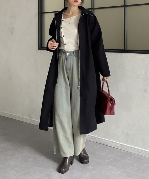 Thevon（ゼボン）の「襟リブ切替ロングコート（その他アウター）」 - WEAR