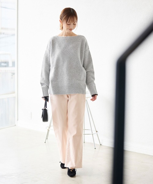 ROPE' PICNIC(ロペピクニック)の「ボートネックニットプルオーバー/光吸収発熱・帯電防止・洗濯機OK(ニット/セーター・レディース・サックスブルー/ライトグレー/ベージュ/キナリ・38)」の5枚目の写真