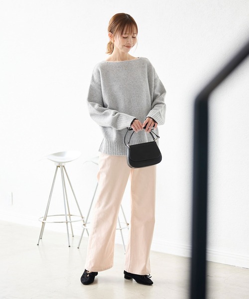 ROPE' PICNIC(ロペピクニック)の「ボートネックニットプルオーバー/光吸収発熱・帯電防止・洗濯機OK(ニット/セーター・レディース・サックスブルー/ライトグレー/ベージュ/キナリ・38)」の6枚目の写真