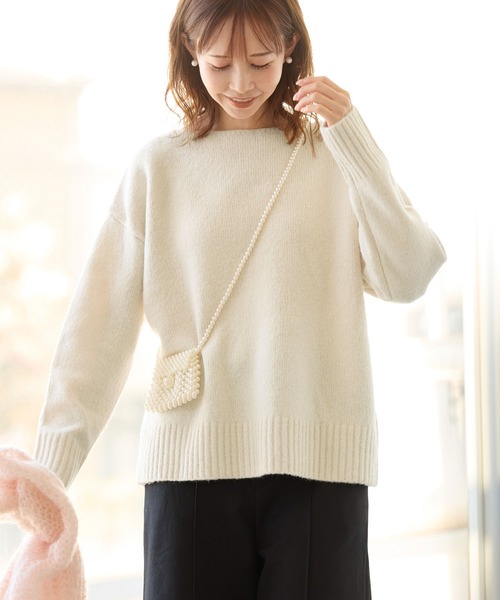 ROPE' PICNIC(ロペピクニック)の「ボートネックニットプルオーバー/光吸収発熱・帯電防止・洗濯機OK(ニット/セーター・レディース・サックスブルー/ライトグレー/ベージュ/キナリ・38)」の15枚目の写真