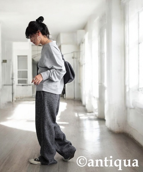 antiqua(アンティカ)の「ツイードアシメパンツ(その他パンツ・レディース・ブラックミックス・R/P)」の2枚目の写真