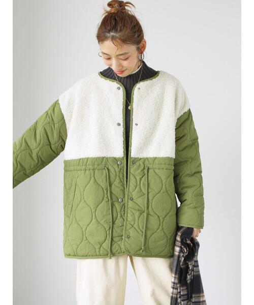 Lugnoncure（ルノンキュール）の「ボアキルト切替コート（その他アウター・レディース・オフホワイト/ブラック/カーキ・F）」の6枚目の写真