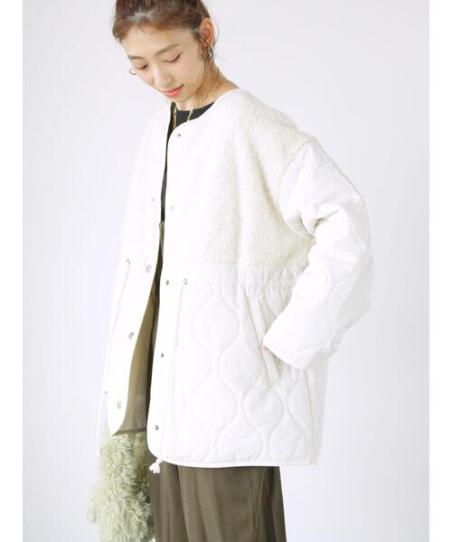 Lugnoncure（ルノンキュール）の「ボアキルト切替コート（その他アウター・レディース・オフホワイト/ブラック/カーキ・F）」の9枚目の写真