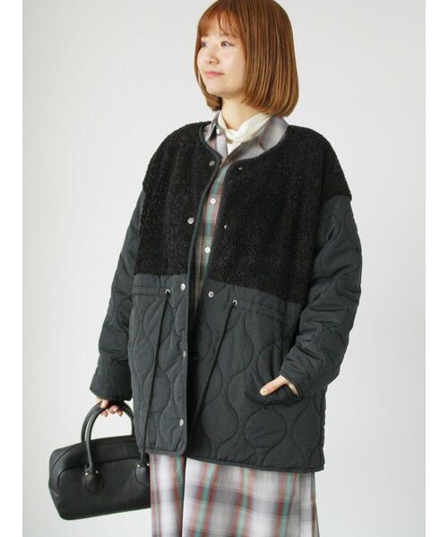 Lugnoncure（ルノンキュール）の「ボアキルト切替コート（その他アウター・レディース・オフホワイト/ブラック/カーキ・F）」の13枚目の写真