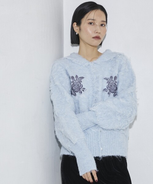 セール】Firsthand/ファーストハンド ローズ刺繍シャギーニット