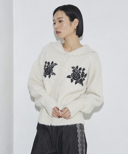セール】Firsthand/ファーストハンド ローズ刺繍シャギーニット