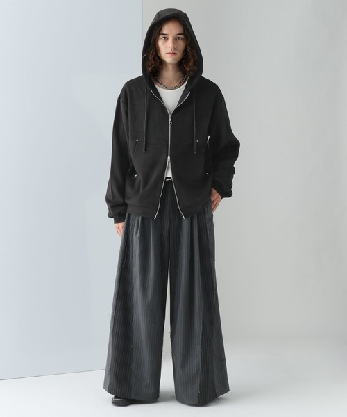 HARE（ハレ）の「SOFTフェイクスウェードZIPパーカー(HARE)（パーカー・メンズ・グレー/ブラック/ブルー・FREE）」の6枚目の写真