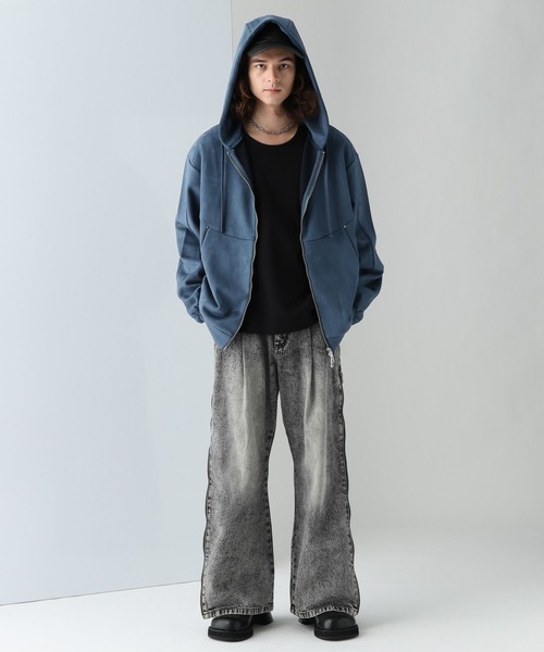 HARE（ハレ）の「SOFTフェイクスウェードZIPパーカー(HARE)（パーカー・メンズ・グレー/ブラック/ブルー・FREE）」の10枚目の写真